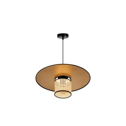 Duolla - Lampadario a sospensione con filo TOKYO RATTAN 1xE27/15W/230V diametro 50 cm oro/rattan