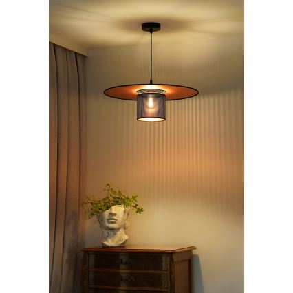 Duolla - Lampadario a sospensione con filo TOKYO SHINY 1xE27/15W/230V diametro 50 cm nero/rame