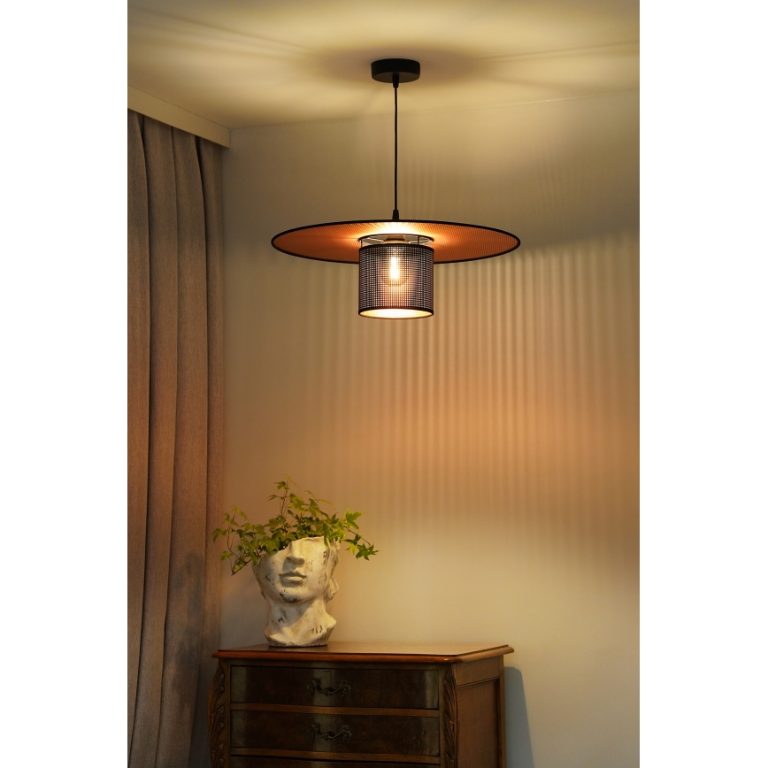 Duolla - Lampadario a sospensione con filo TOKYO SHINY 1xE27/15W/230V diametro 50 cm nero/rame