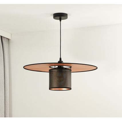 Duolla - Lampadario a sospensione con filo TOKYO SHINY 1xE27/15W/230V diametro 50 cm nero/rame