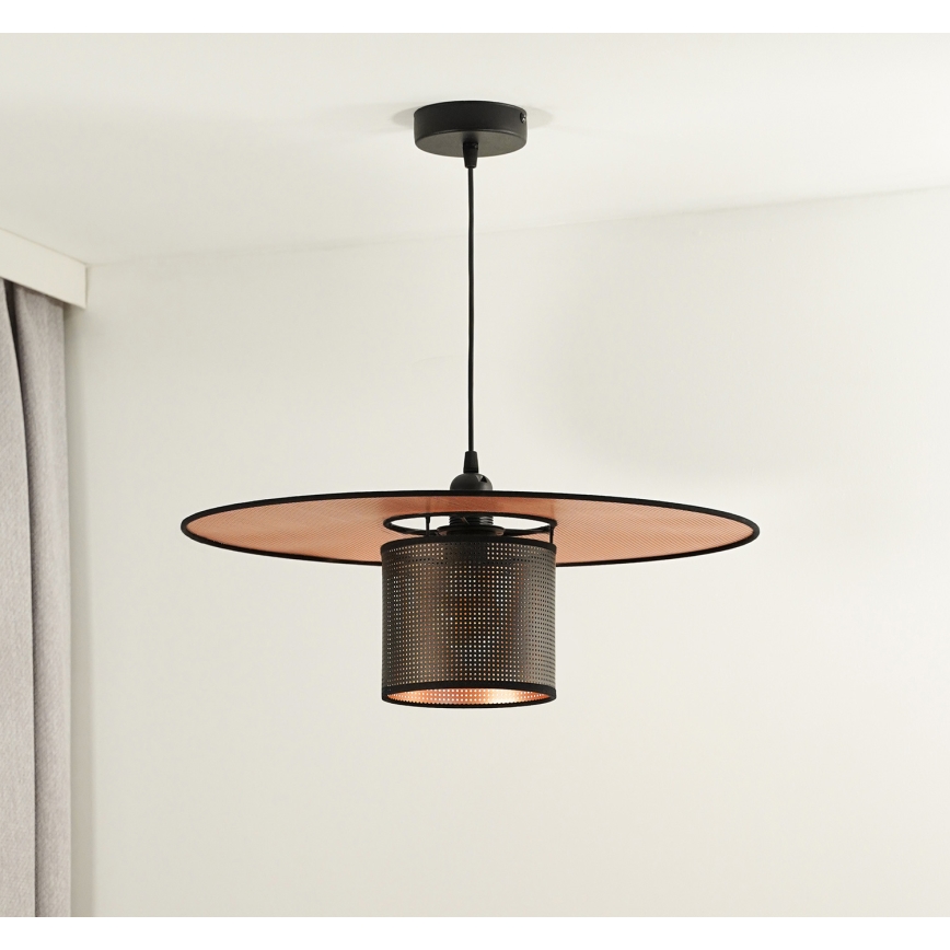 Duolla - Lampadario a sospensione con filo TOKYO SHINY 1xE27/15W/230V diametro 50 cm nero/rame