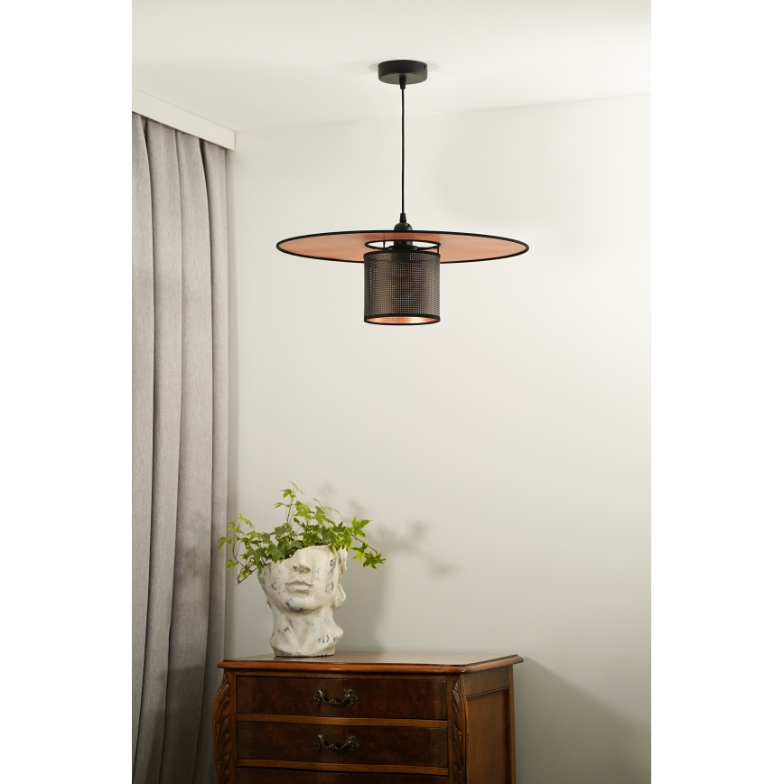 Duolla - Lampadario a sospensione con filo TOKYO SHINY 1xE27/15W/230V diametro 50 cm nero/rame
