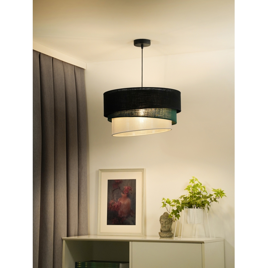 Duolla - Lampadario a sospensione con filo TRIO 1xE27/15W/230V diametro 45 cm nero/verde/bianco