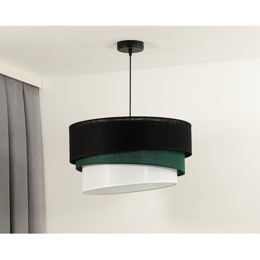 Duolla - Lampadario a sospensione con filo TRIO 1xE27/15W/230V diametro 45 cm nero/verde/bianco