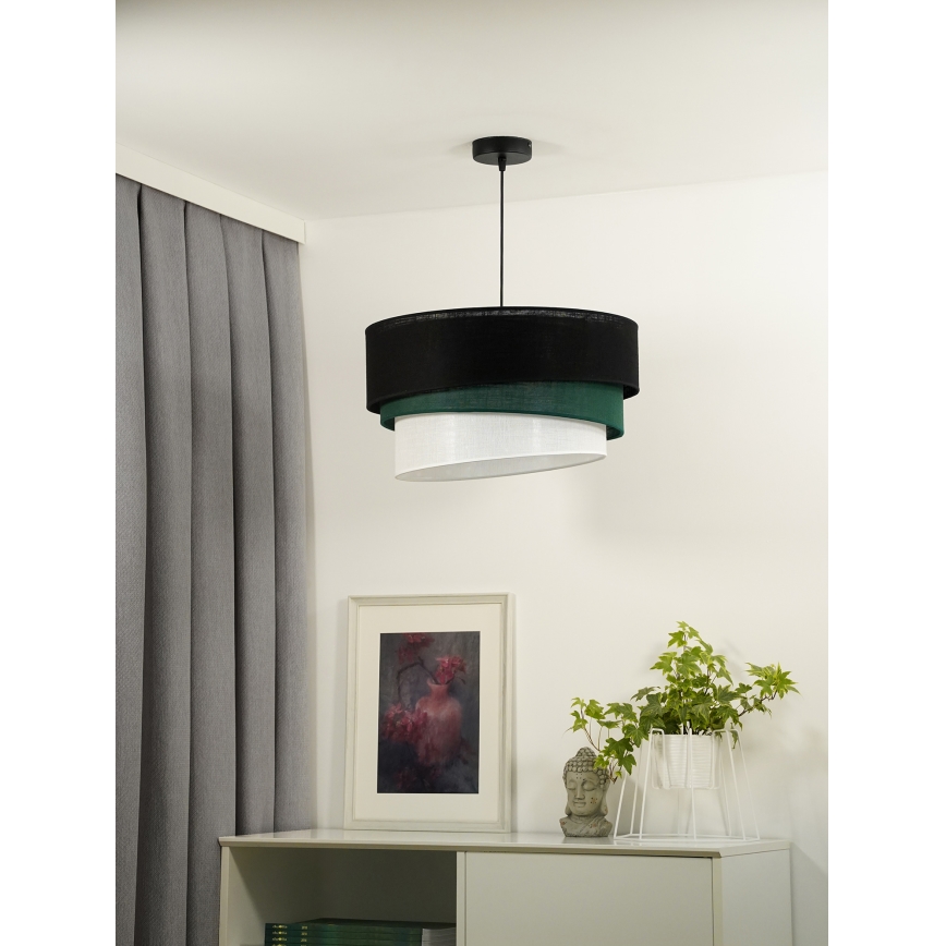 Duolla - Lampadario a sospensione con filo TRIO 1xE27/15W/230V diametro 45 cm nero/verde/bianco