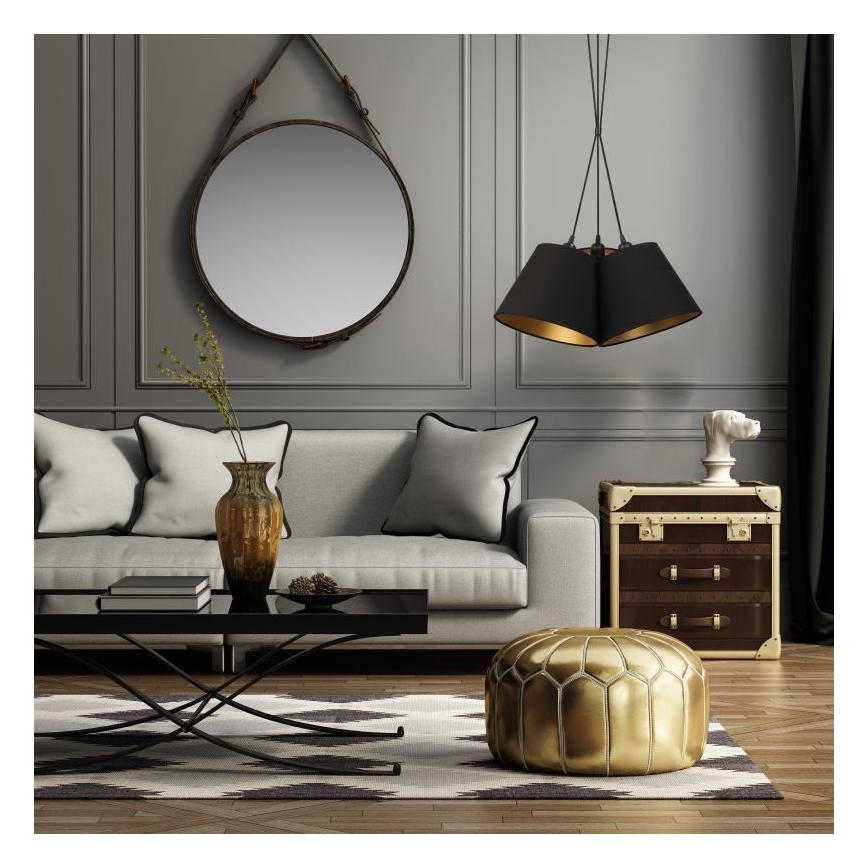 Duolla - Lampadario a sospensione con filo TWIGGY 3xE27/40W/230V diametro 45 cm nero