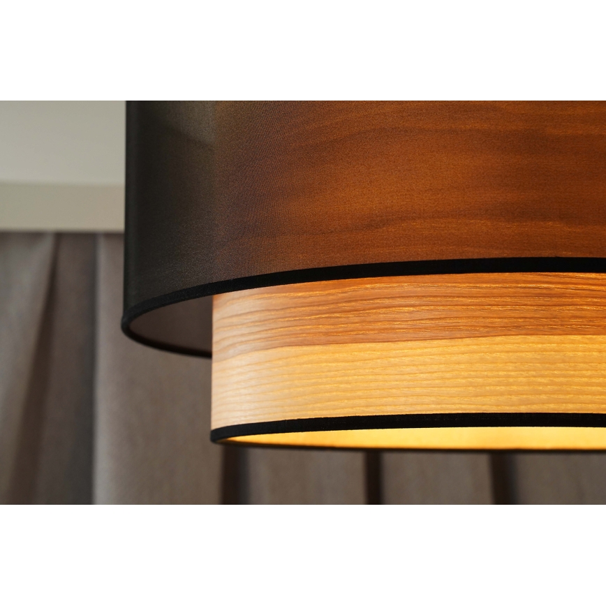 Duolla - Lampadario a sospensione con filo WOOD BOHO 1xE27/15W/230V diametro 45 cm nero/beige