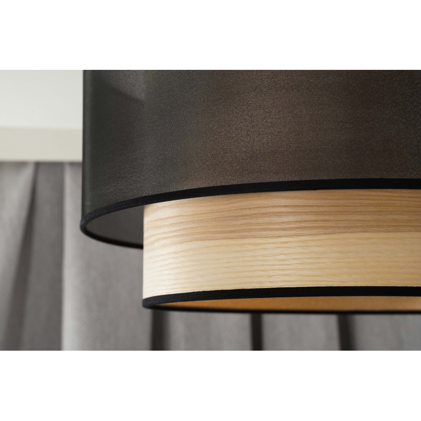 Duolla - Lampadario a sospensione con filo WOOD BOHO 1xE27/15W/230V diametro 45 cm nero/beige