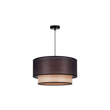 Duolla - Lampadario a sospensione con filo WOOD BOHO 1xE27/15W/230V diametro 45 cm nero/beige