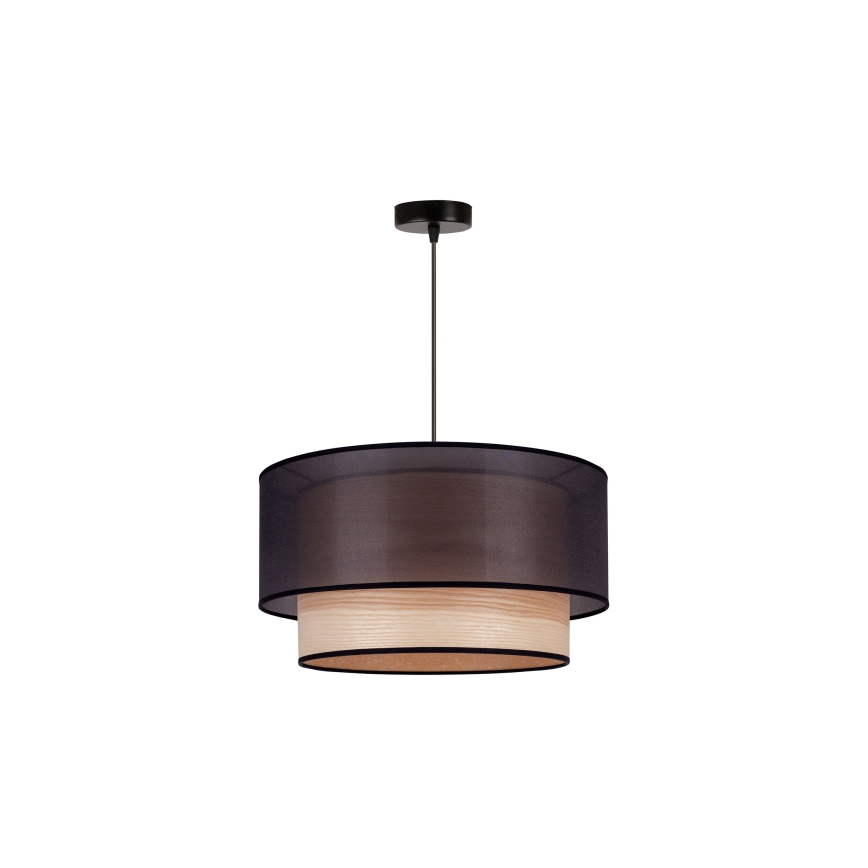 Duolla - Lampadario a sospensione con filo WOOD BOHO 1xE27/15W/230V diametro 45 cm nero/beige