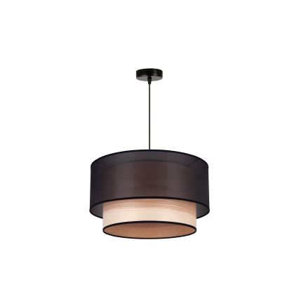 Duolla - Lampadario a sospensione con filo WOOD BOHO 1xE27/15W/230V diametro 45 cm nero/beige