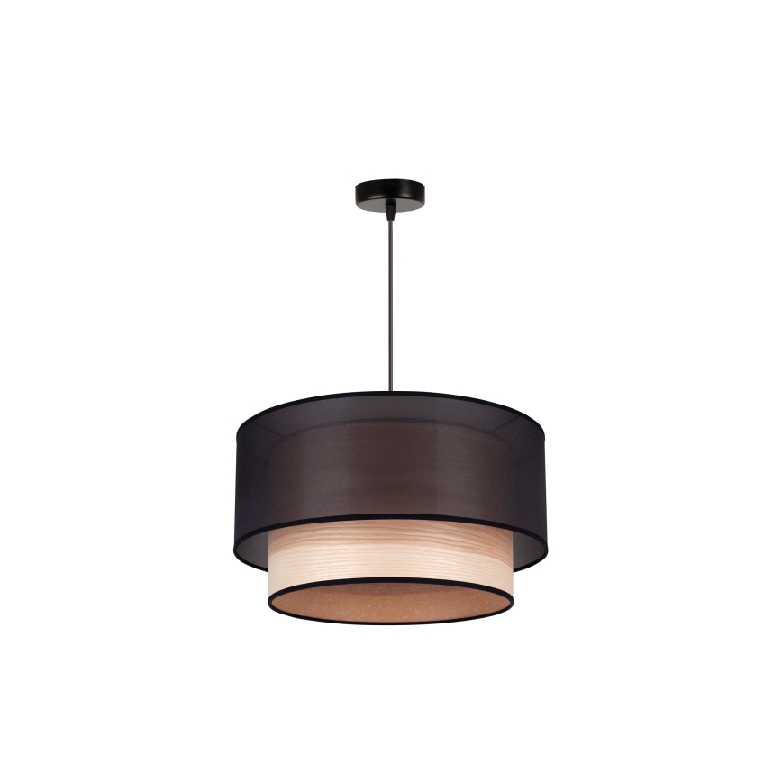 Duolla - Lampadario a sospensione con filo WOOD BOHO 1xE27/15W/230V diametro 45 cm nero/beige