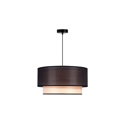 Duolla - Lampadario a sospensione con filo WOOD BOHO 1xE27/15W/230V diametro 45 cm nero/beige