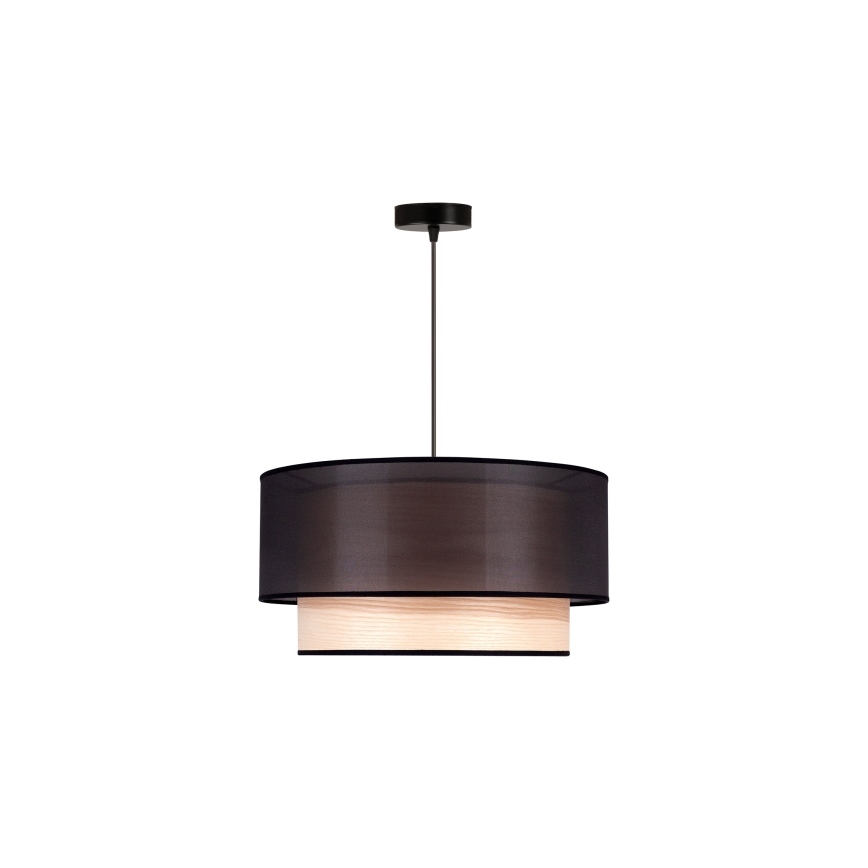 Duolla - Lampadario a sospensione con filo WOOD BOHO 1xE27/15W/230V diametro 45 cm nero/beige
