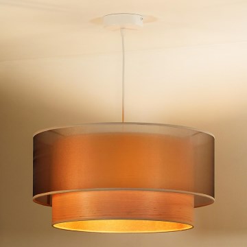 Duolla - Lampadario a sospensione con filo WOOD BOHO 1xE27/15W/230V diametro 45 cm rame/beige