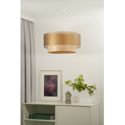 Duolla - Lampadario a sospensione con filo WOOD BOHO 1xE27/15W/230V diametro 45 cm rame/beige
