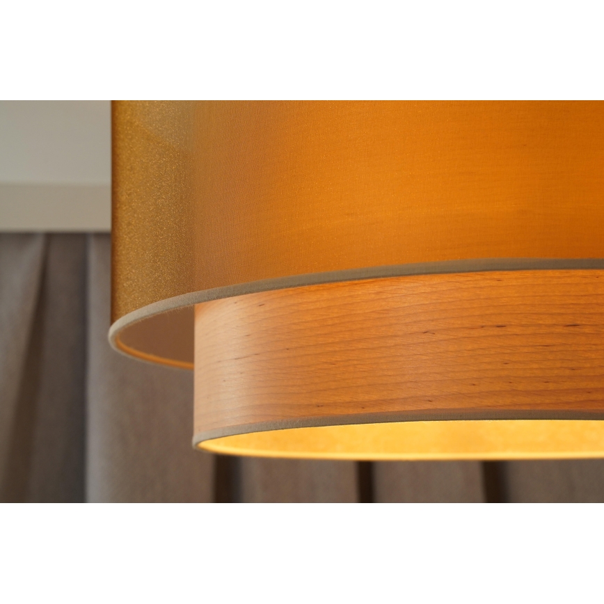 Duolla - Lampadario a sospensione con filo WOOD BOHO 1xE27/15W/230V diametro 45 cm rame/beige