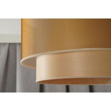Duolla - Lampadario a sospensione con filo WOOD BOHO 1xE27/15W/230V diametro 45 cm rame/beige