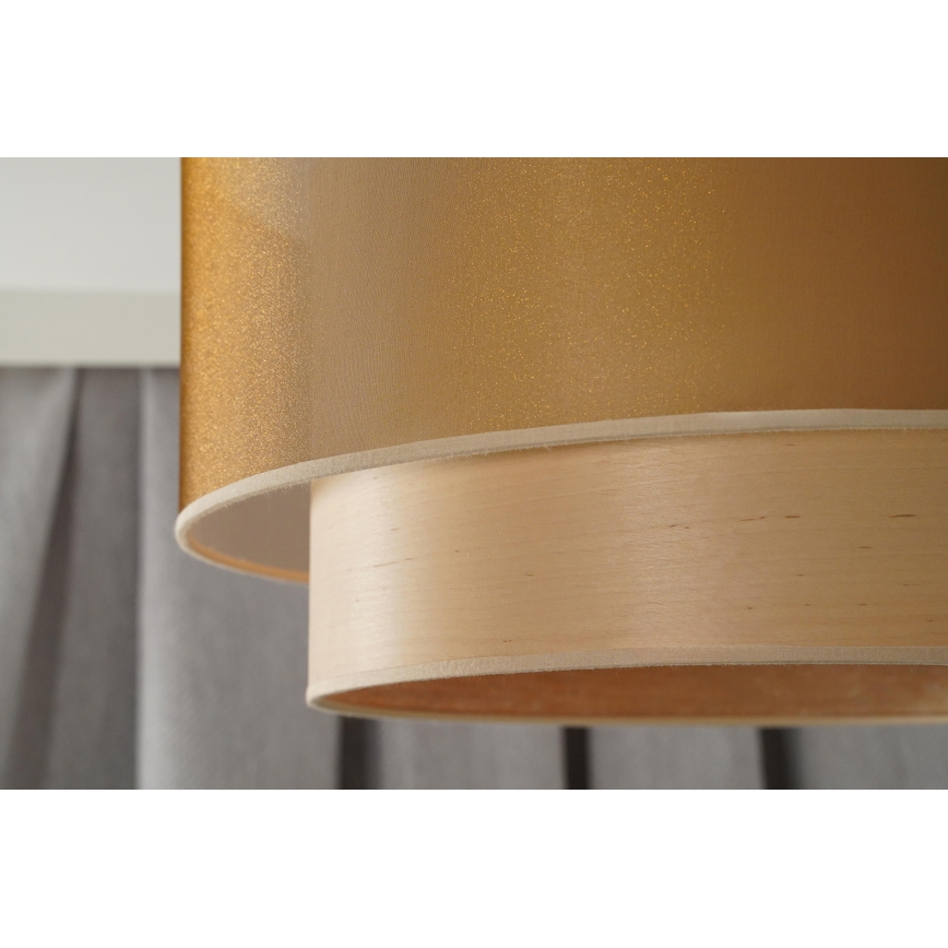 Duolla - Lampadario a sospensione con filo WOOD BOHO 1xE27/15W/230V diametro 45 cm rame/beige