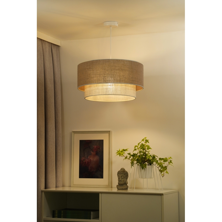 Duolla - Lampadario a sospensione con filo YUTE BOHO 1xE27/15W/230V diametro 45 cm marrone/color crema