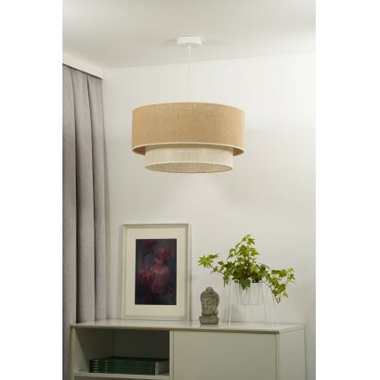 Duolla - Lampadario a sospensione con filo YUTE BOHO 1xE27/15W/230V diametro 45 cm marrone/color crema