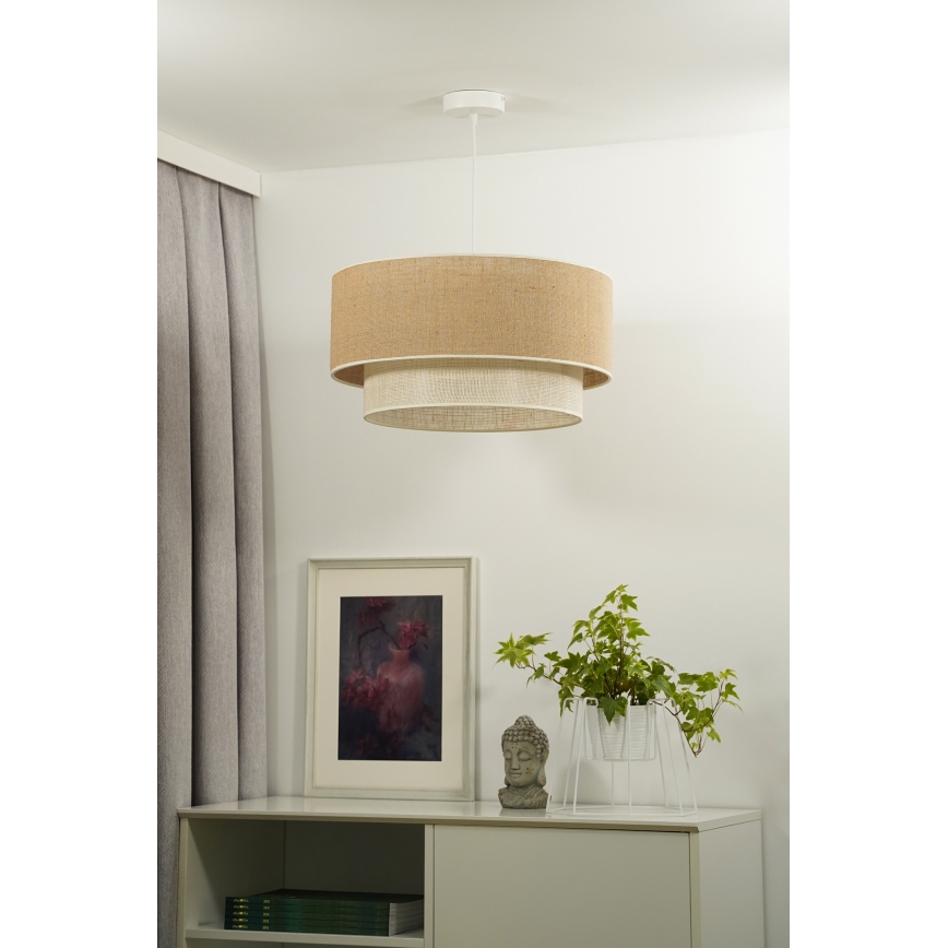 Duolla - Lampadario a sospensione con filo YUTE BOHO 1xE27/15W/230V diametro 45 cm marrone/color crema