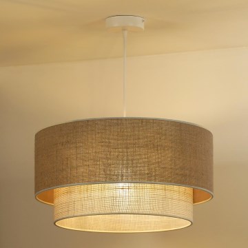 Duolla - Lampadario a sospensione con filo YUTE BOHO 3xE27/15W/230V diametro 60 cm marrone/color crema