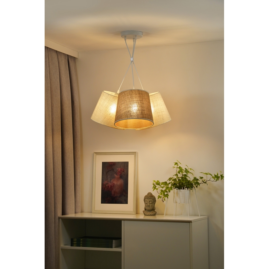 Duolla - Lampadario a sospensione con filo YUTE ROSSA 3xE27/15W/230V grigio/marrone