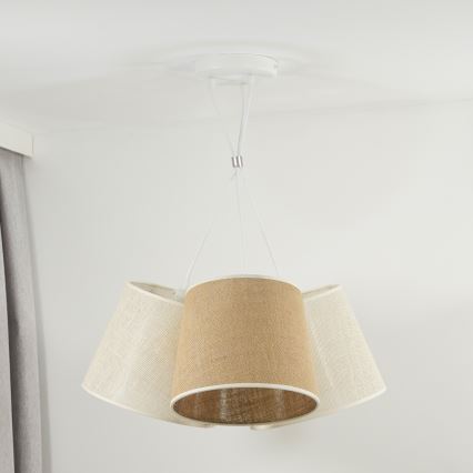 Duolla - Lampadario a sospensione con filo YUTE ROSSA 3xE27/15W/230V grigio/marrone