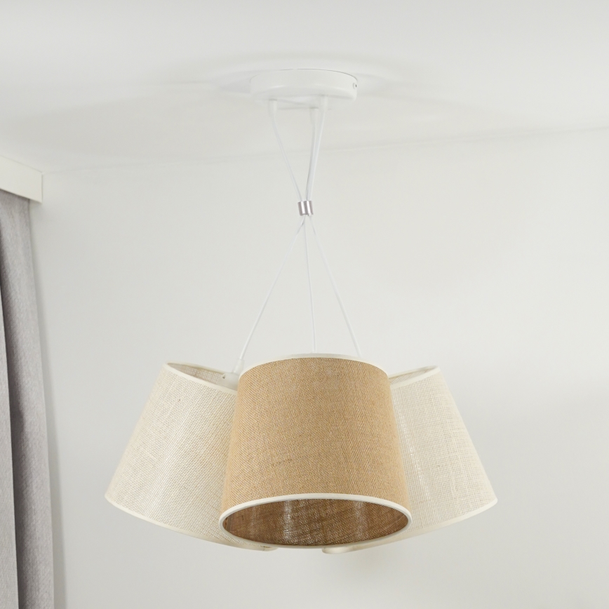 Duolla - Lampadario a sospensione con filo YUTE ROSSA 3xE27/15W/230V grigio/marrone