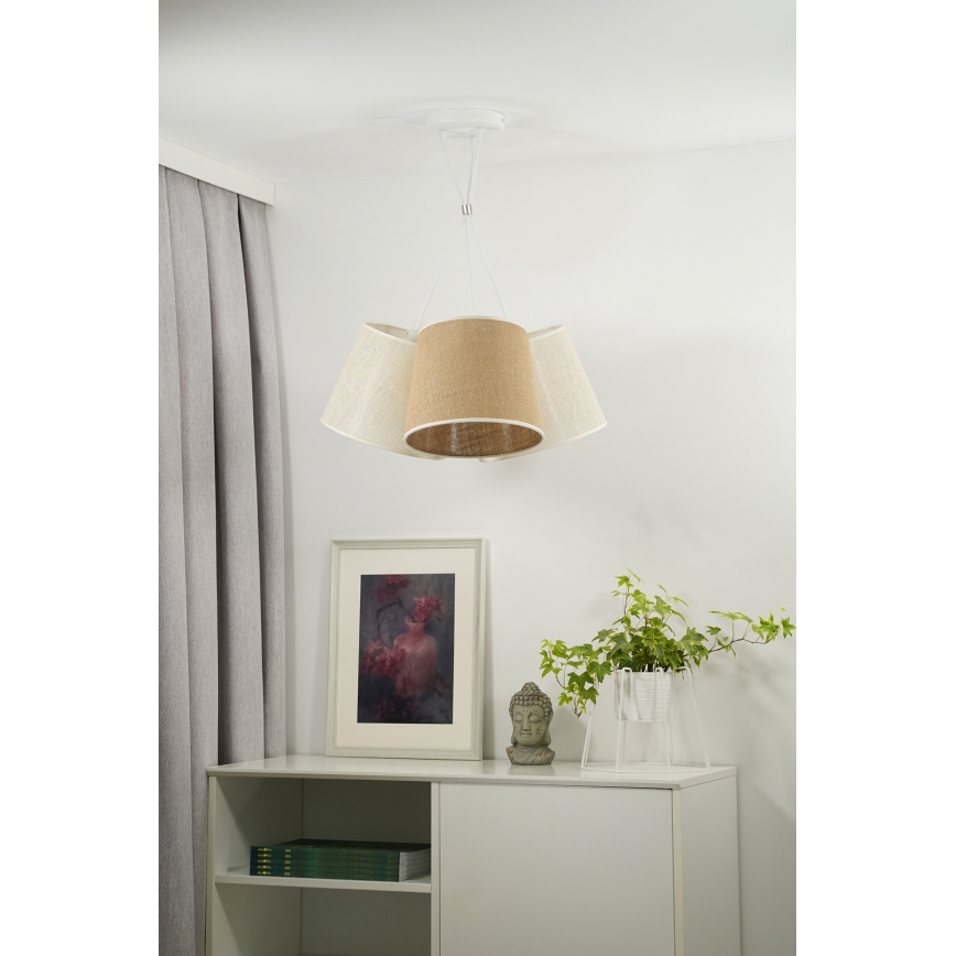 Duolla - Lampadario a sospensione con filo YUTE ROSSA 3xE27/15W/230V grigio/marrone