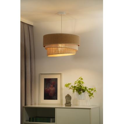 Duolla - Lampadario a sospensione con filo YUTE TRIO 1xE27/15W/230V diametro 45 cm marrone/grigio/beige