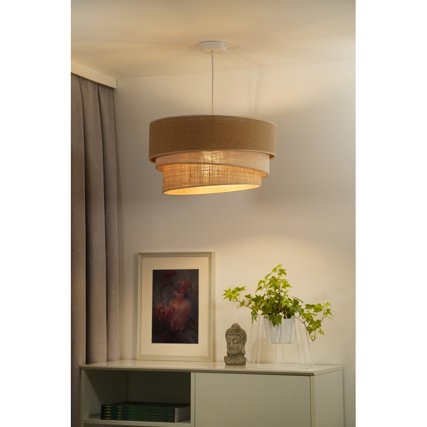 Duolla - Lampadario a sospensione con filo YUTE TRIO 1xE27/15W/230V diametro 45 cm marrone/grigio/beige