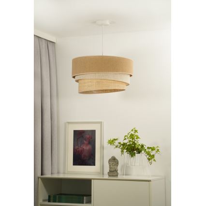 Duolla - Lampadario a sospensione con filo YUTE TRIO 1xE27/15W/230V diametro 45 cm marrone/grigio/beige