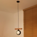 Duolla - Lampadario a sospensione su cavo IRONLINE 1xE27/15W/230V pino/rovere/nero
