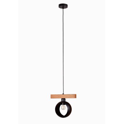 Duolla - Lampadario a sospensione su cavo IRONLINE 1xE27/15W/230V pino/rovere/nero