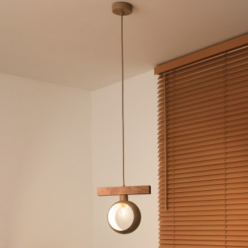 Duolla - Lampadario sospeso su cavo IRONLINE 1xE27/15W/230V pino rovere/beige