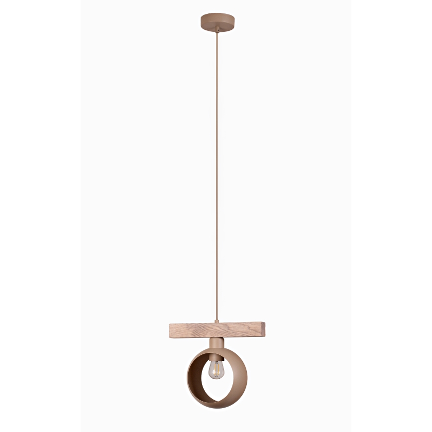 Duolla - Lampadario sospeso su cavo IRONLINE 1xE27/15W/230V pino rovere/beige