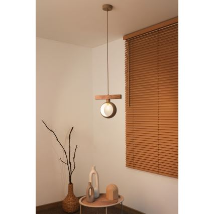 Duolla - Lampadario sospeso su cavo IRONLINE 1xE27/15W/230V pino rovere/beige