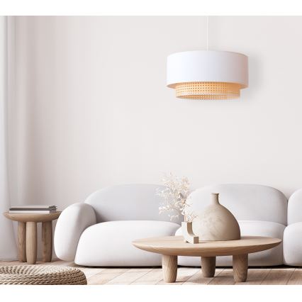 Duolla - Lampadario su filo BOHO 1xE27/15W/230V d. 45 cm cremoso/rattan