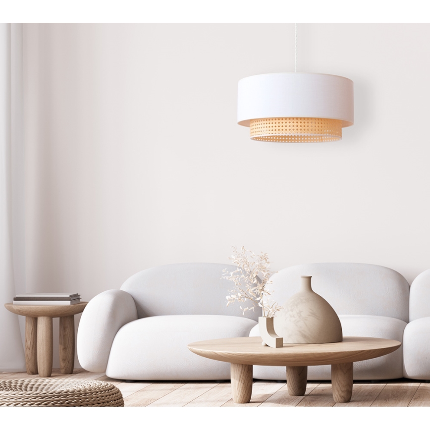 Duolla - Lampadario su filo BOHO 1xE27/15W/230V d. 45 cm cremoso/rattan