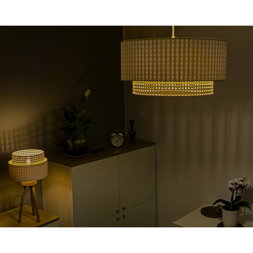 Duolla - Lampadario su filo BOHO 1xE27/15W/230V d. 45 cm cremoso/rattan