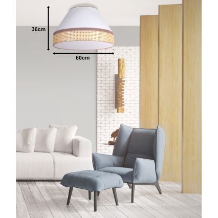 Duolla - Plafoniera AVIGNON 3xE27/15W/230V diametro 60 cm bianco/rattan