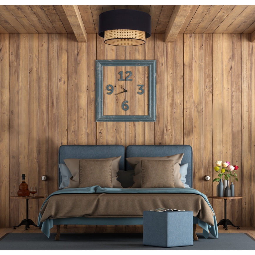 Duolla - Plafoniera BOHO 1xE27/15W/230V diametro 45 cm nero/rattan