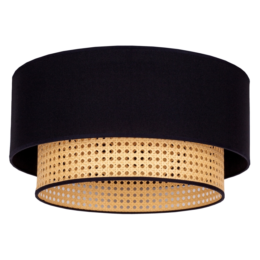 Duolla - Plafoniera BOHO 1xE27/15W/230V diametro 45 cm nero/rattan