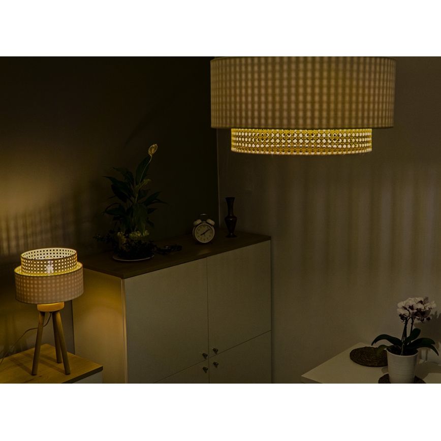 Duolla - Plafoniera BOHO 3xE27/15W/230V diametro 60 cm panna/rattan