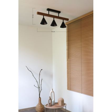 Duolla - Plafoniera IRONLINE 3xG9/3W/230V pino rovere/nero