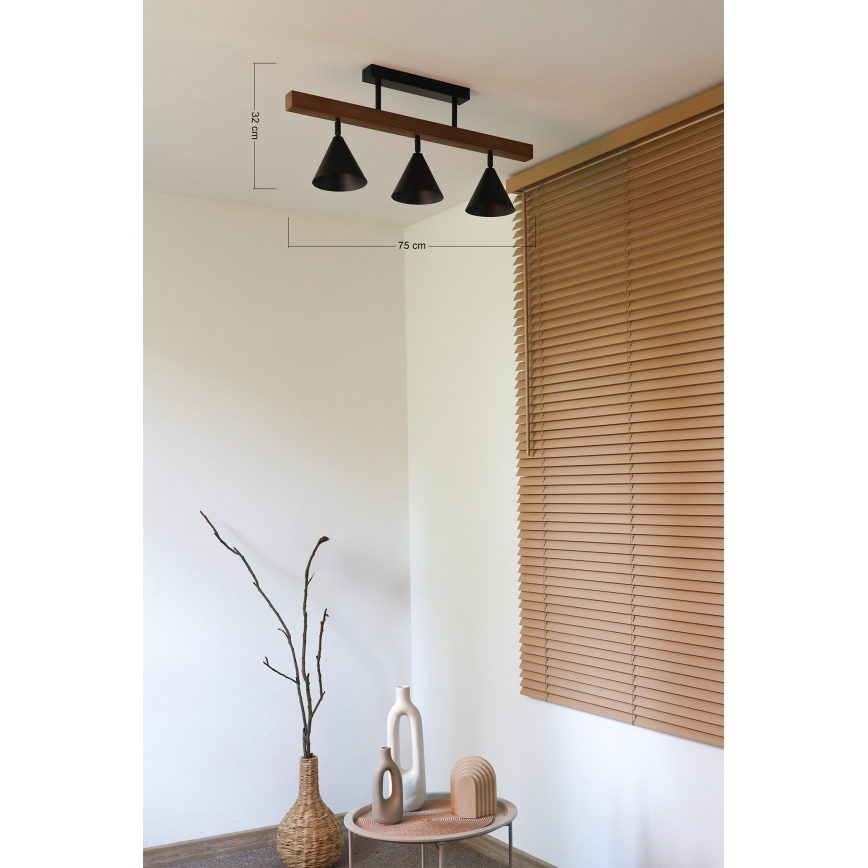 Duolla - Plafoniera IRONLINE 3xG9/3W/230V pino rovere/nero
