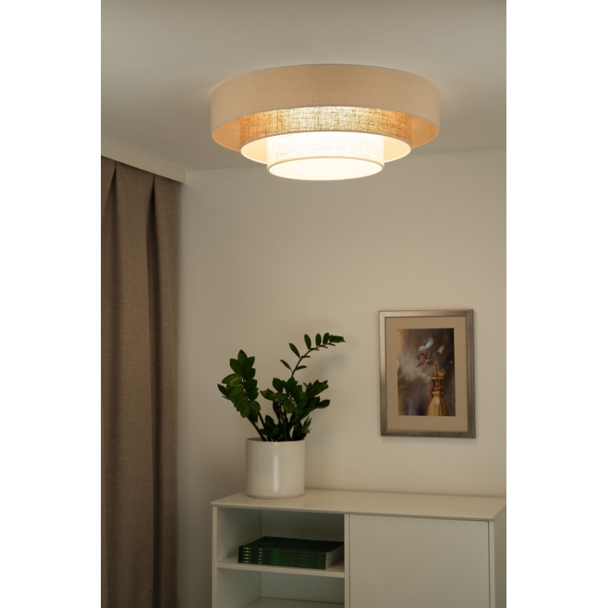 Duolla - Plafoniera LED LUNETA LED/26W/230V diametro 60 cm 4000K rattan/beige/marrone