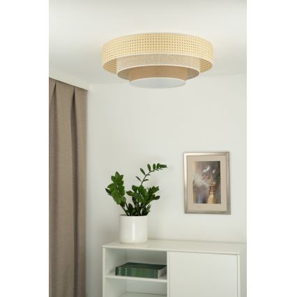 Duolla - Plafoniera LED LUNETA LED/26W/230V diametro 60 cm 4000K rattan/beige/marrone